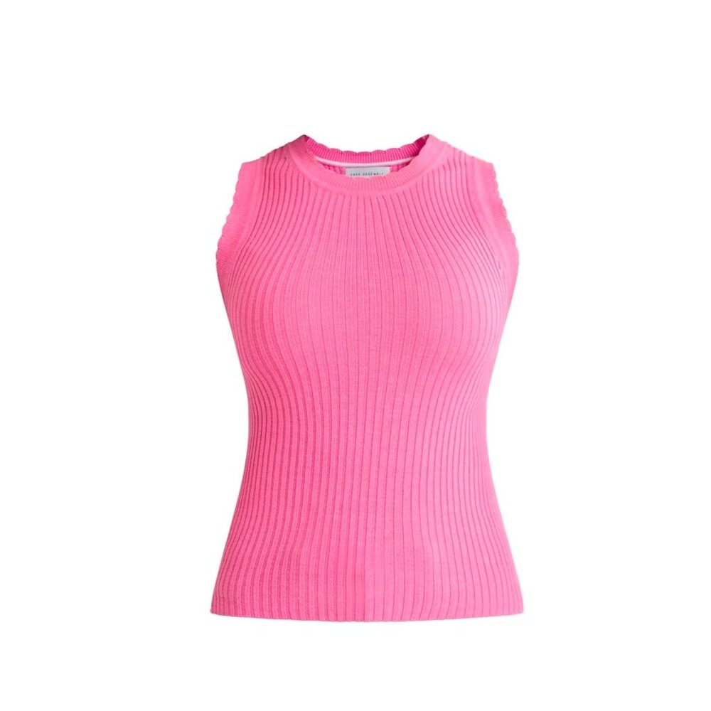 Women’s Scallop Trim Sleeveless Lightweight Sweater Size Medium - Free Assembly - Picture 3 of 6